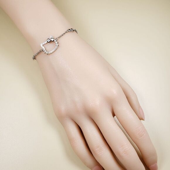 Brand New Hello Kitty Rhinestone Silver Bracelet #2 - Picture 4 of 7
